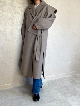 「アシンメトリー」｜「アイテム（その他アウター）」を使った、miho🅰ニコさん（レディース・165cm）の秋コーディネート