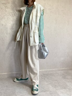 「ベストコーデ」｜「アイテム（ミリタリージャケット）」を使った、miho🅰ニコさん（レディース・165cm）の春コーディネート