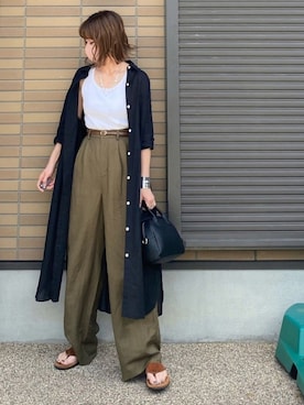 「MK MICHEL KLEIN（エムケーミッシェルクラン）のアイテム（シャツワンピース）」を使った、miho🅰ニコさん（レディース・165cm）の春コーディネート
