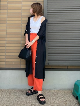 「MK MICHEL KLEIN（エムケーミッシェルクラン）のアイテム（シャツワンピース）」を使った、miho🅰ニコさん（レディース・165cm）の夏コーディネート