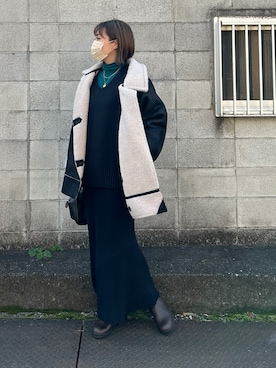 「コラボレーション」｜「アイテム（ジャケット/アウター）」を使った、miho🅰ニコさん（レディース・165cm）の冬コーディネート