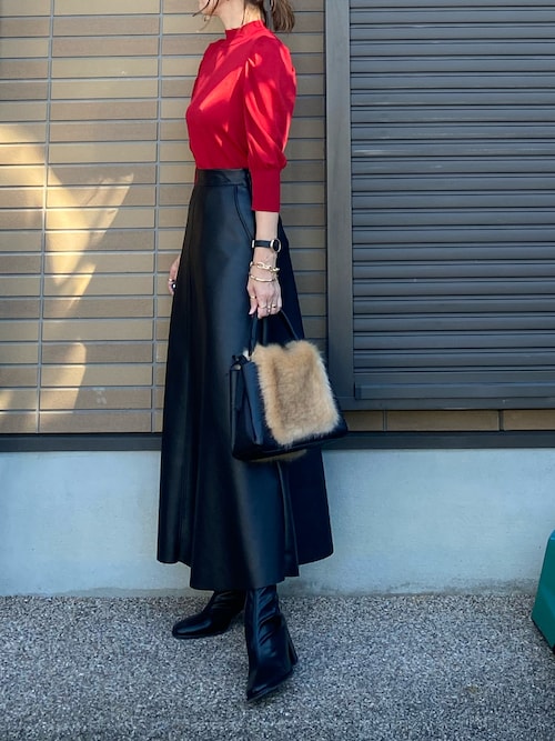 FAKE LEATHER MAXI SK / フェイクレザーマキシスカート