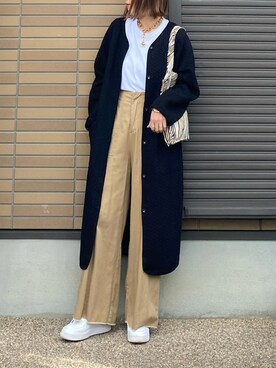 「ロング丈」｜「アイテム（その他アウター）」を使った、miho🅰ニコさん（レディース・165cm）の秋コーディネート