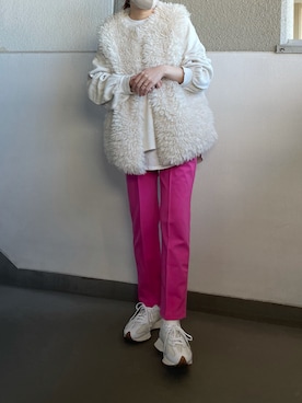 「mystic（ミスティック）のアイテム（ベスト）」を使った、yuiさん（レディース・155cm）の冬コーディネート