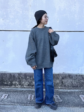 「アイテム（ニットキャップ/ビーニー、グレー系）」を使った、yuiさん（レディース・155cm）の秋コーディネート