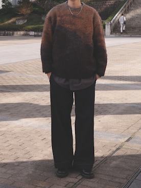 「Graphpaper（グラフペーパー）のアイテム（ニット/セーター）」を使った、shoさん（メンズ・175cm）の冬コーディネート
