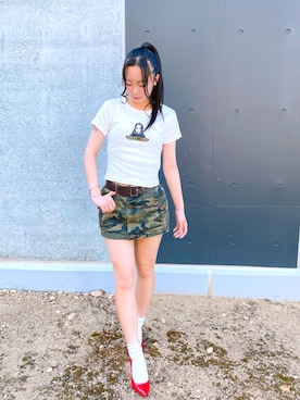 「アイテム（Tシャツ/カットソー）」を使った、ALIさん（レディース・158cm・10代）の夏コーディネート
