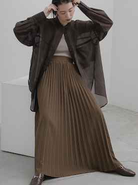 「select MOCA（セレクトモカ）の柔らかく履きやすいフェイクレザーゴールドビット付きローファー（ローファー）」を使った、SELECT MOCAさん（レディース・160cm）の夏コーディネート