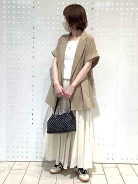 「MK MICHEL KLEIN（エムケーミッシェルクラン）のワントップネックレス（その他小物、シルバー系）」を使った、MKミッシェルクランさん（レディース・162cm）の春コーディネート