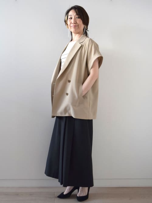 洗える]リネンライクストレッチ フレンチスリーブジャケット