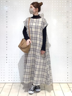 「MK MICHEL KLEIN（エムケーミッシェルクラン）のアイテム（ワンピース）」を使った、MKミッシェルクランさん（レディース・154cm）の春コーディネート