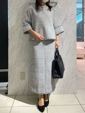 「MK MICHEL KLEIN（エムケーミッシェルクラン）のスクエア2wayバッグ（トートバッグ、ブラック系）」を使った、MKミッシェルクランさん（レディース・153cm）の秋コーディネート