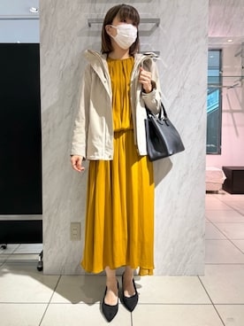 「MK MICHEL KLEIN（エムケーミッシェルクラン）のスクエア2wayバッグ（トートバッグ、ブラック系）」を使った、MKミッシェルクランさん（レディース・153cm）の秋コーディネート