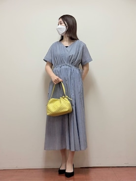 「MK MICHEL KLEIN（エムケーミッシェルクラン）のスクエアネックリブニットタンクトップ/UVカット/洗える（タンクトップ、ブラック系）」を使った、MKミッシェルクランさん（レディース・157cm）の夏コーディネート