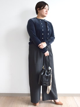「MK MICHEL KLEIN（エムケーミッシェルクラン）の[洗える]シアーベロア ノースリーブトップス（Tシャツ/カットソー、ブルー系）」を使った、MKミッシェルクランさん（レディース・163cm）の夏コーディネート