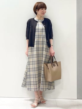 「MK MICHEL KLEIN（エムケーミッシェルクラン）のアイテム（ワンピース）」を使った、MKミッシェルクランさん（レディース・157cm）の春コーディネート