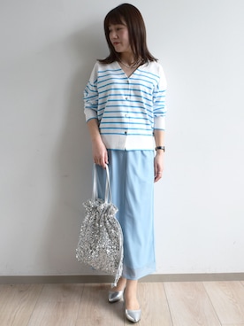 「水色コーデ」｜MKミッシェルクランさん（レディース・163cm）の冬コーディネート