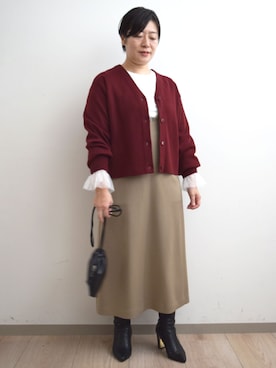 「アイテム（ジャンパースカート）」を使った、MKミッシェルクランさん（レディース・154cm）の秋コーディネート