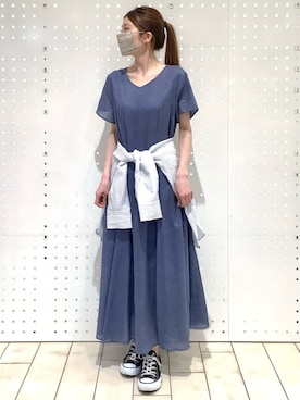「MK MICHEL KLEIN（エムケーミッシェルクラン）のアイテム（ワンピース）」を使った、MKミッシェルクランさん（レディース・154cm）の夏コーディネート