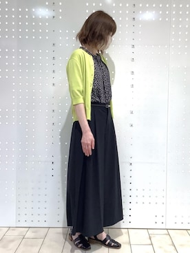 「MK MICHEL KLEIN（エムケーミッシェルクラン）のフロントフックバックル ナローベルト（ベルト、ブラック系）」を使った、MKミッシェルクランさん（レディース・157cm）の夏コーディネート