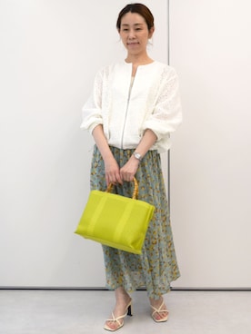 「MK MICHEL KLEIN（エムケーミッシェルクラン）のアイテム」を使った、MKミッシェルクランさん（レディース・156cm）の春コーディネート