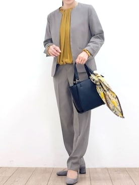 「アイテム（フォーマルスーツ/小物、ブラウン系）」を使った、MKミッシェルクランさん（レディース・154cm）の秋コーディネート