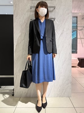 「MK MICHEL KLEIN（エムケーミッシェルクラン）のスクエア2wayバッグ（トートバッグ、ブラック系）」を使った、MKミッシェルクランさん（レディース・153cm）の秋コーディネート