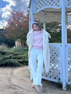 「アイテム（ムートンコート）」を使った、Rihonaさん（レディース・160cm）の秋コーディネート