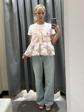 「アイテム（バレエシューズ）」を使った、Rihonaさん（レディース・160cm）の夏コーディネート