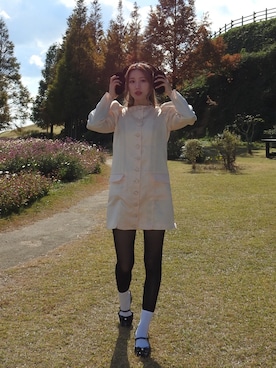 「アイテム（イヤーマフ）」を使った、Rihonaさん（レディース・160cm）の秋コーディネート