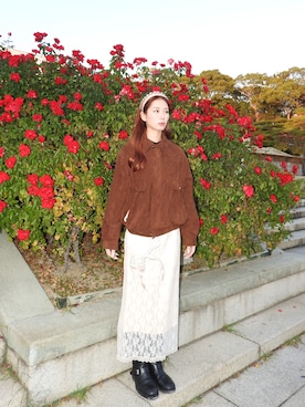 「アイテム（カチューシャ）」を使った、Rihonaさん（レディース・160cm）の冬コーディネート