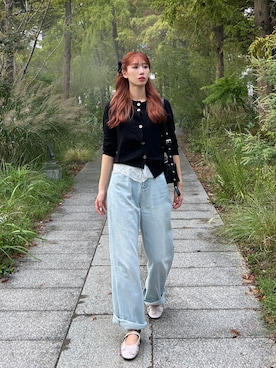 「アイテム（バレッタ/ヘアクリップ）」を使った、Rihonaさん（レディース・160cm）の秋コーディネート