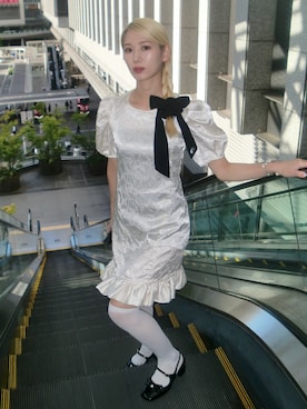 「アイテム（ドレス、ホワイト系）」を使った、Rihonaさん（レディース・160cm）の夏コーディネート