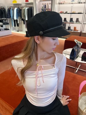 「スカートコーデ」｜「アイテム（帽子）」を使った、Rihonaさん（レディース・160cm）の冬コーディネート