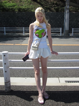 「アイテム（バレエシューズ）」を使った、Rihonaさん（レディース・160cm）の夏コーディネート