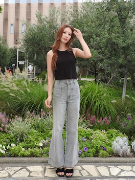 「H&M（エイチ・アンド・エム）のアイテム（パンツ）」を使った、Rihonaさん（レディース・160cm）の夏コーディネート