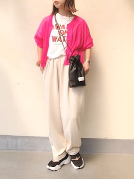 「シースルー」｜「アイテム（スウェットパンツ）」を使った、emiko☆さん（レディース・155cm）の春コーディネート
