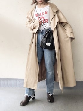 「秋先取りコーデ」｜「アイテム（トレンチコート）」を使った、emiko☆さん（レディース・155cm）の秋コーディネート
