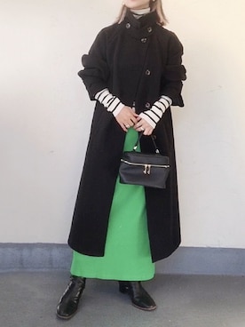 「リブニット」｜「アイテム（ステンカラーコート）」を使った、emiko☆さん（レディース・155cm）の秋コーディネート
