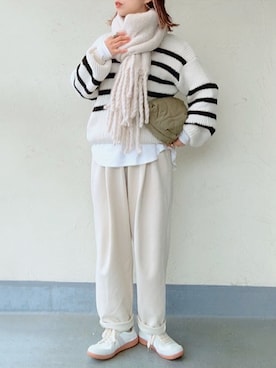 「ジャーマントレーナー」｜「アイテム（スウェットパンツ）」を使った、emiko☆さん（レディース・155cm）の秋コーディネート