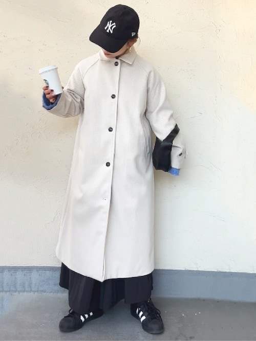 セール】ヘリンボーンステンカラーロングコート（ステンカラー