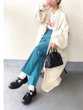 「テーパードパンツ」｜「アイテム（モッズコート）」を使った、emiko☆さん（レディース・155cm）の冬コーディネート