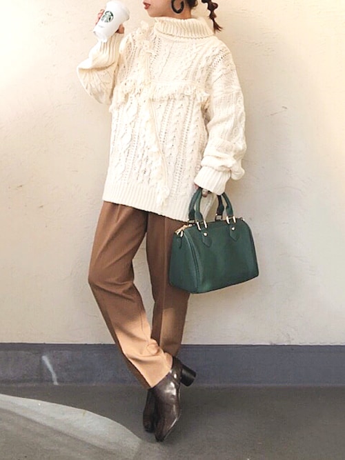 セール】個性放つ1枚。フリンジ&ケーブル編みオーバーニット（ニット