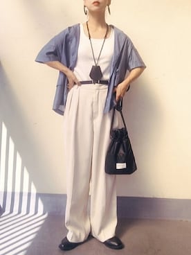 「feepur（フェピュール）のアイテム（スラックス）」を使った、emiko☆さん（レディース・155cm）の夏コーディネート