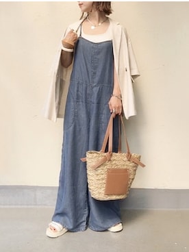 「coen（コーエン）のアイテム（オールインワン・サロペット）」を使った、emiko☆さん（レディース・155cm）の夏コーディネート