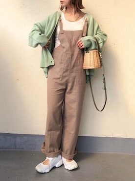 「はじめましてコーデ」｜「アイテム（サロペット/オーバーオール）」を使った、emiko☆さん（レディース・155cm）の春コーディネート