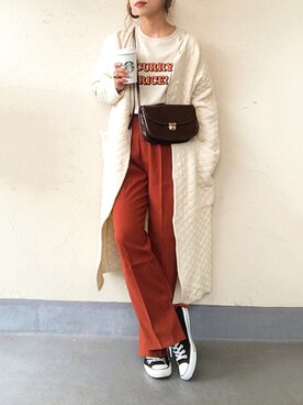 「アイテム（チェスターコート、ホワイト系）」を使った、emiko☆さん（レディース・155cm）の秋コーディネート