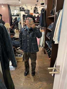 「アイテム（カバーオール）」を使った、SLOW JAM平沼さん（メンズ・165cm）の秋コーディネート