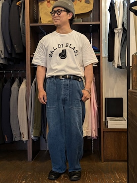 「アイテム（メガネ）」を使った、SLOW JAM平沼さん（メンズ・165cm）の夏コーディネート