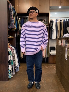 「アイテム（ハンチング/ベレー帽）」を使った、SLOW JAM平沼さん（メンズ・165cm）の秋コーディネート